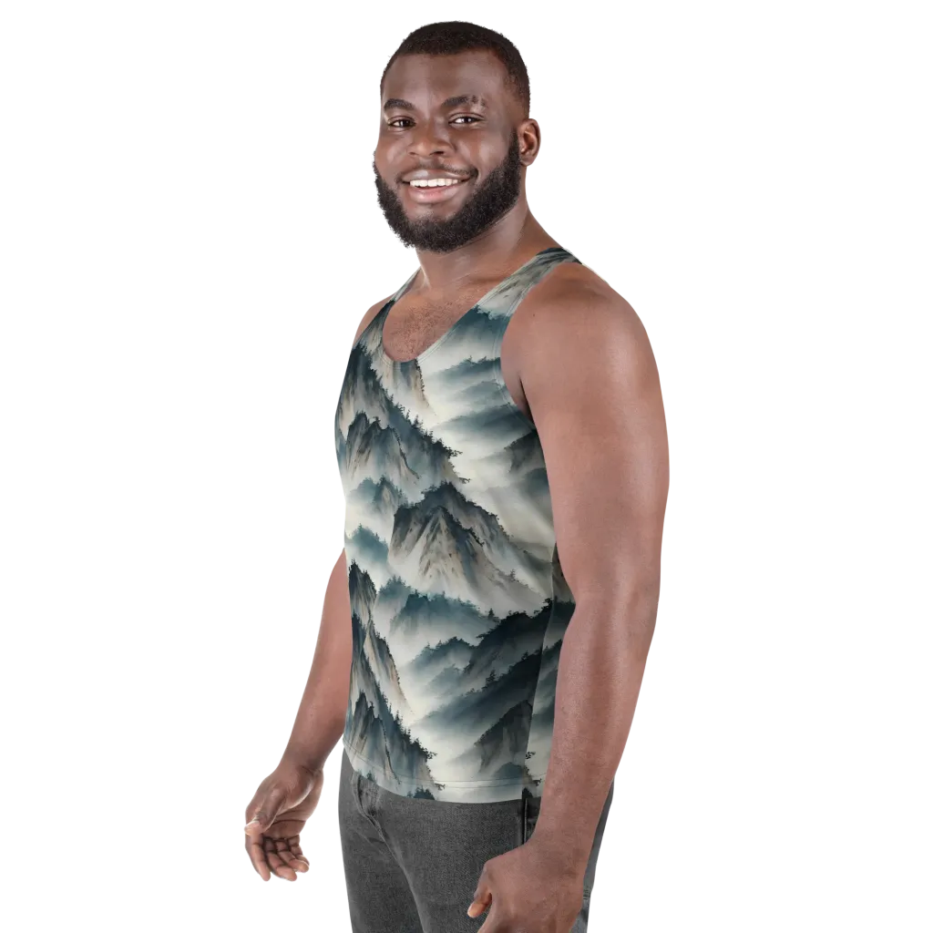 Mistbound Mountains on Men's Tank Top — Left Front
