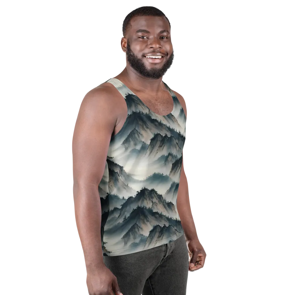 Mistbound Mountains on Men's Tank Top — Right Front