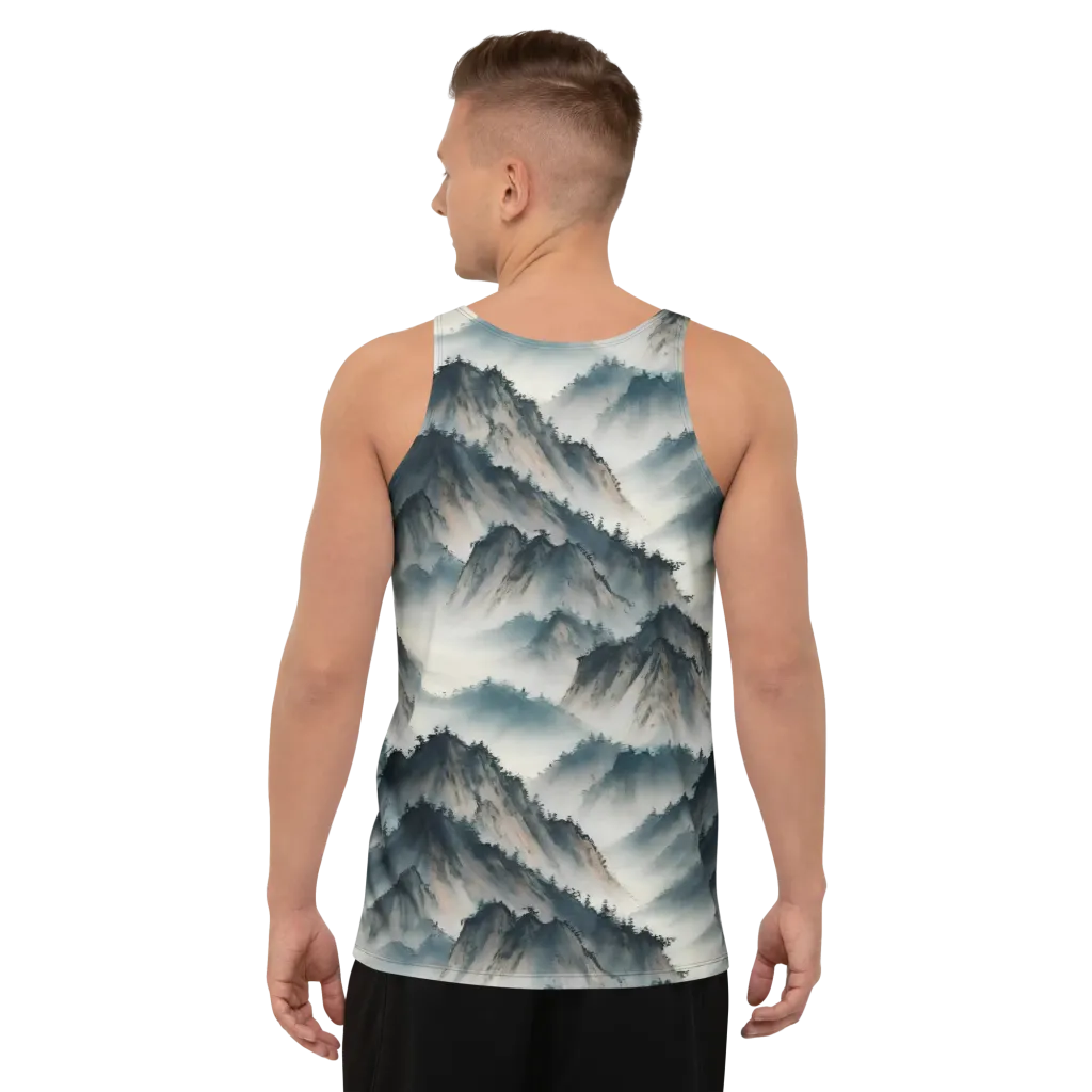 Mistbound Mountains on Men's Tank Top — Back