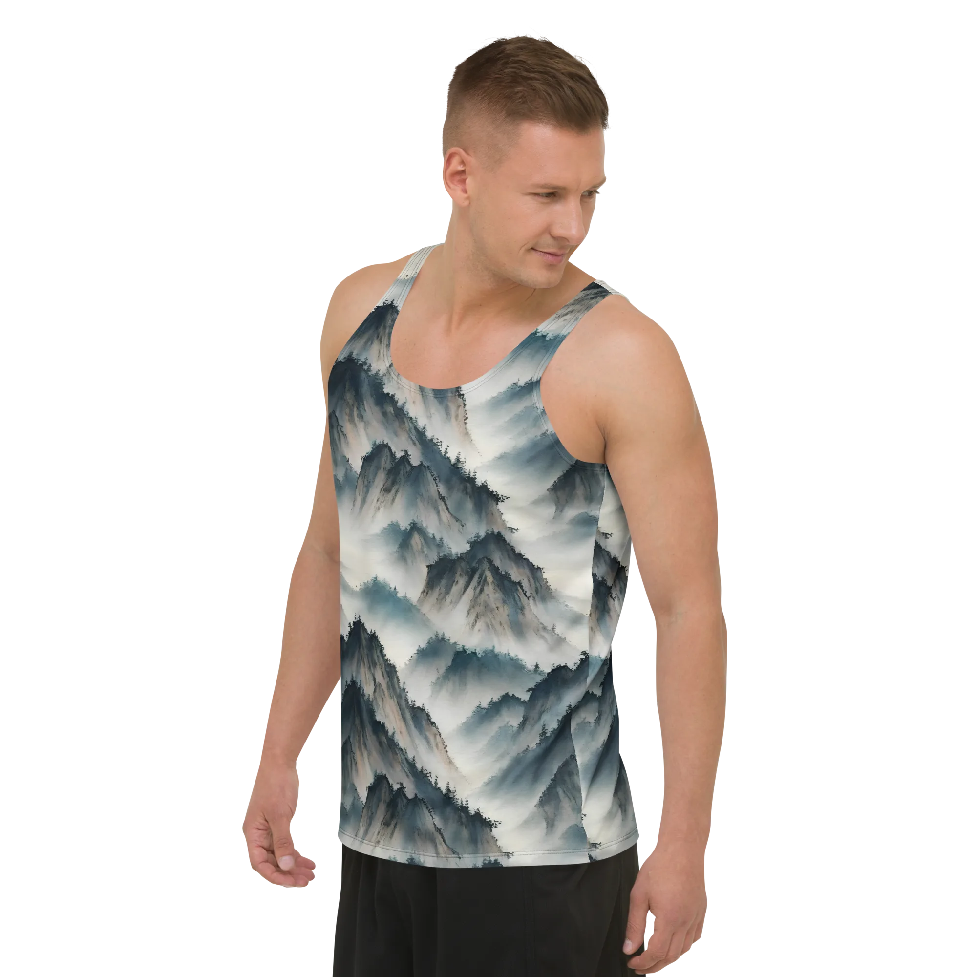 Mistbound Mountains on Men's Tank Top — Left Front