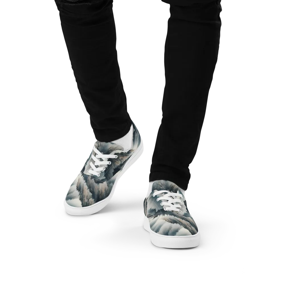 Mistbound Mountains on Men's Lace-Up Canvas Shoes — Front