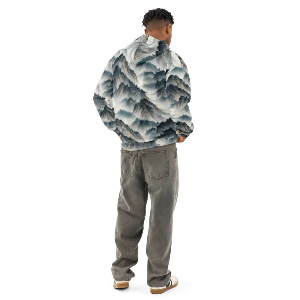 Mistbound Mountains on Cotton Hoodie — Back