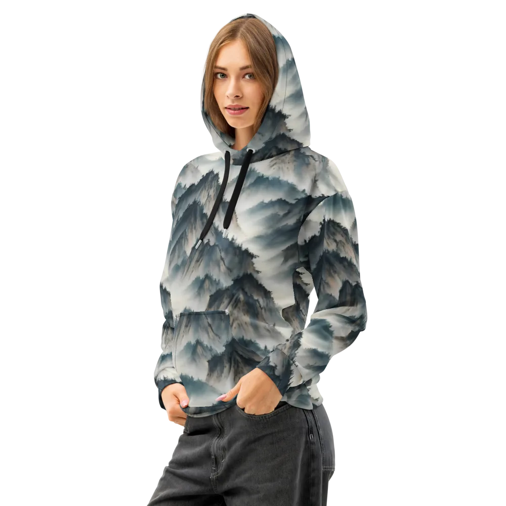 Mistbound Mountains on Cotton Hoodie — Left Front