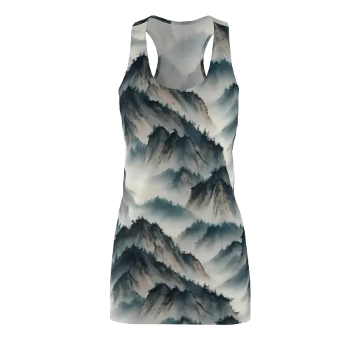 Mistbound Mountains on a Racerback Dress