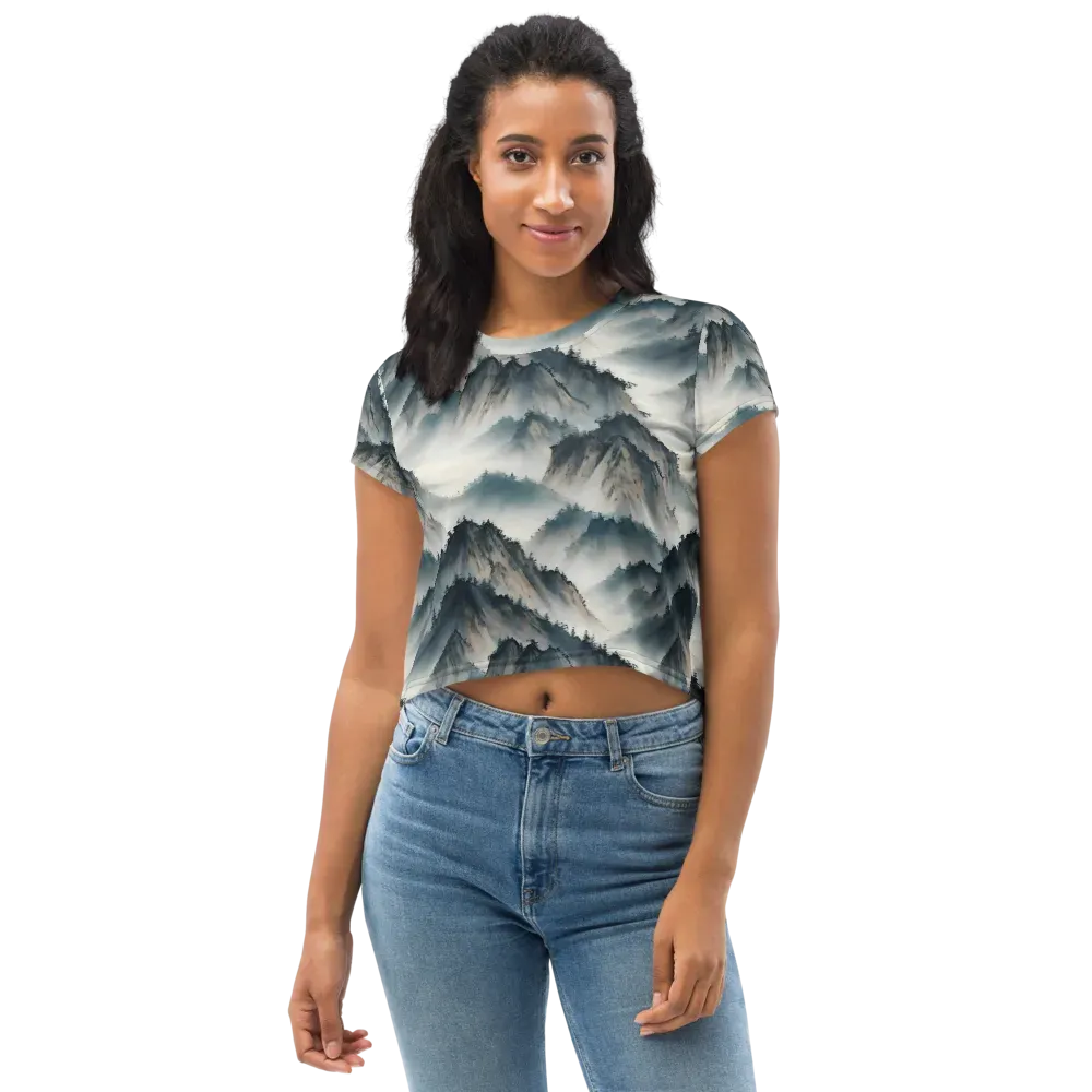 Mistbound Mountains on Crop Tee — Front