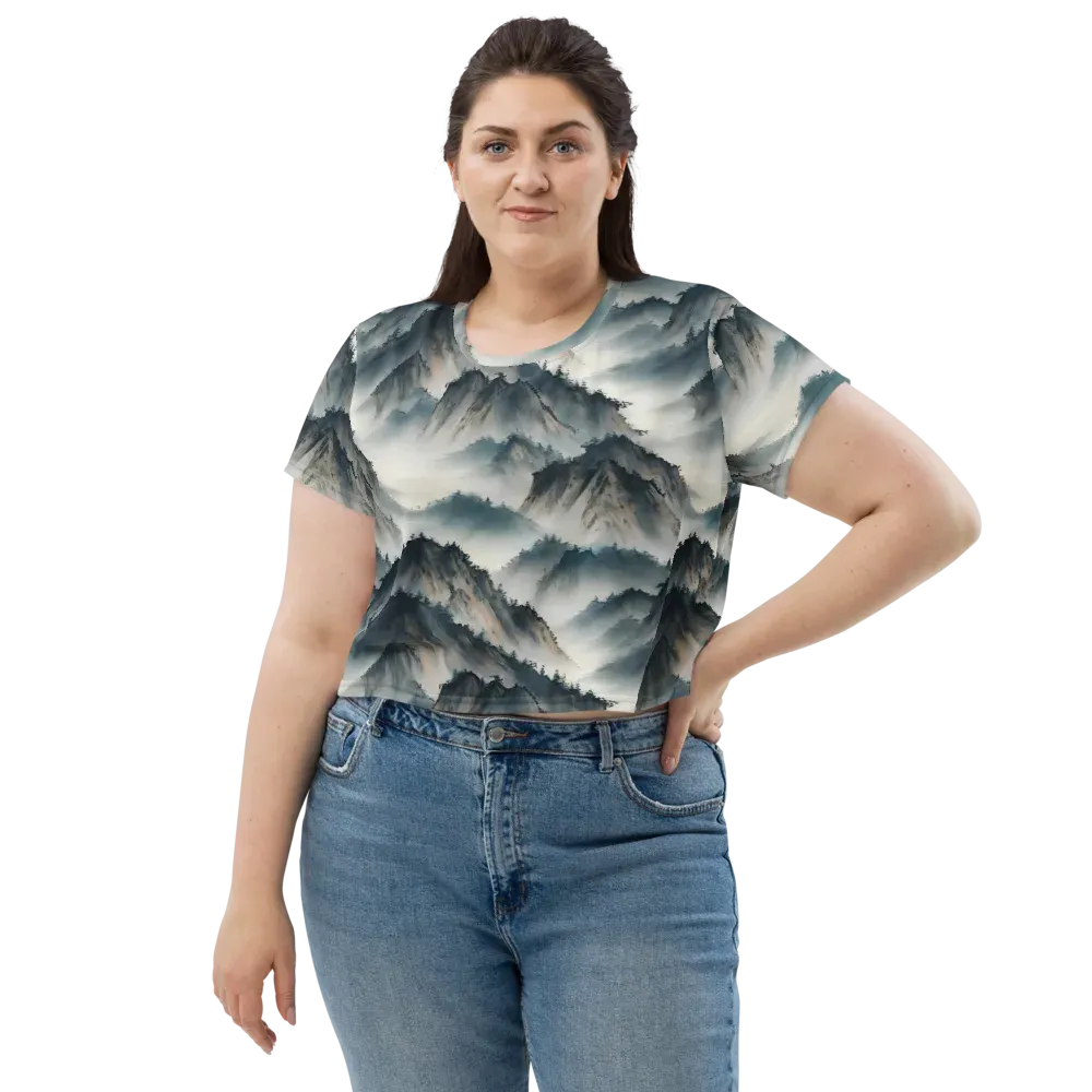 Mistbound Mountains on Crop Tee — Front
