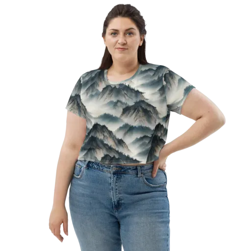 Mistbound Mountains on a Crop Tee