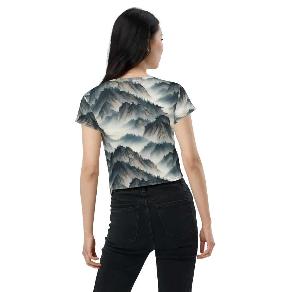 Mistbound Mountains on Crop Tee — Back