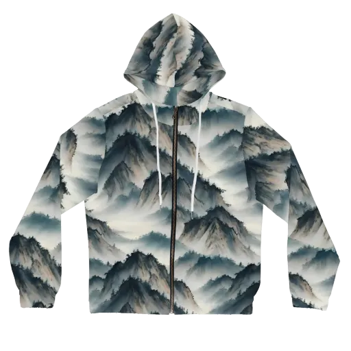 Mistbound Mountains on a Women's Full-Zip Hoodie