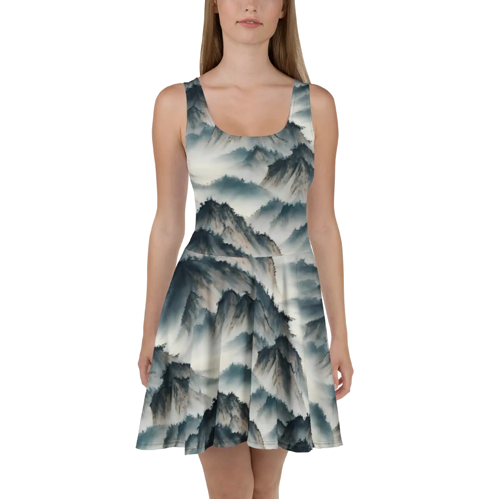 Mistbound Mountains on Skater Dress — Front