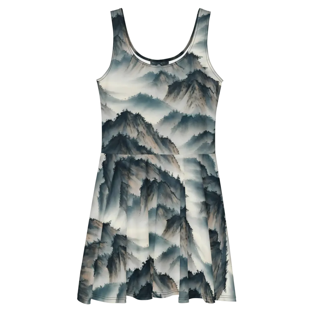 Mistbound Mountains on Skater Dress — Front