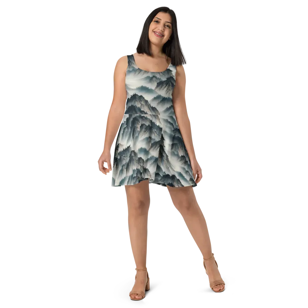 Mistbound Mountains on Skater Dress — Front