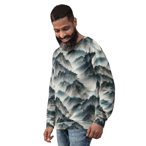 Mistbound Mountains on a Sweatshirt