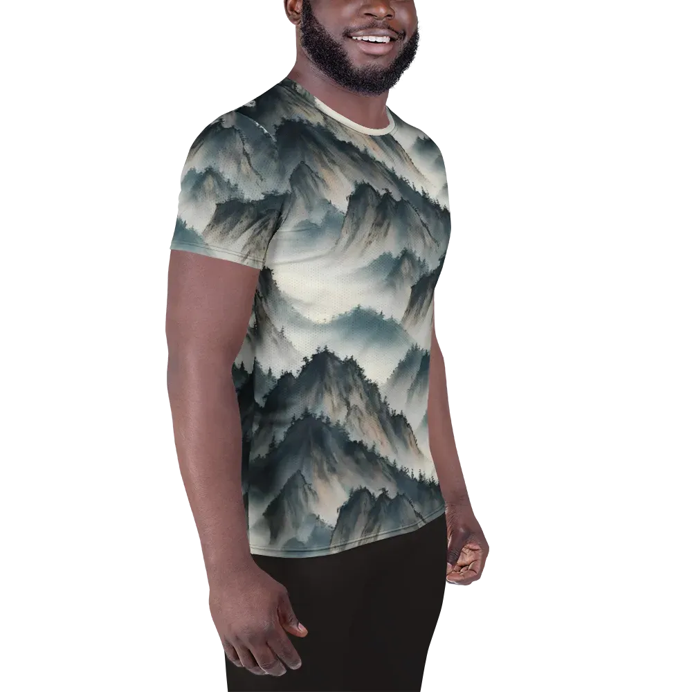 Mistbound Mountains on Men's Athletic T-Shirt — Right