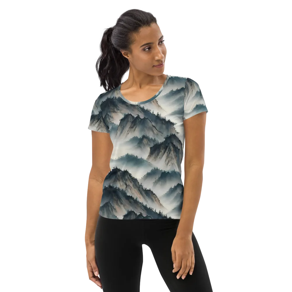 Mistbound Mountains on Women's Athletic T-Shirt — Front