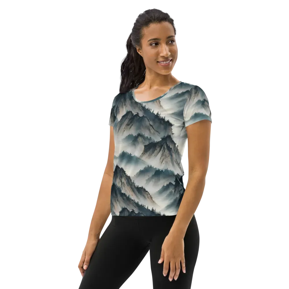 Mistbound Mountains on Women's Athletic T-Shirt — Left