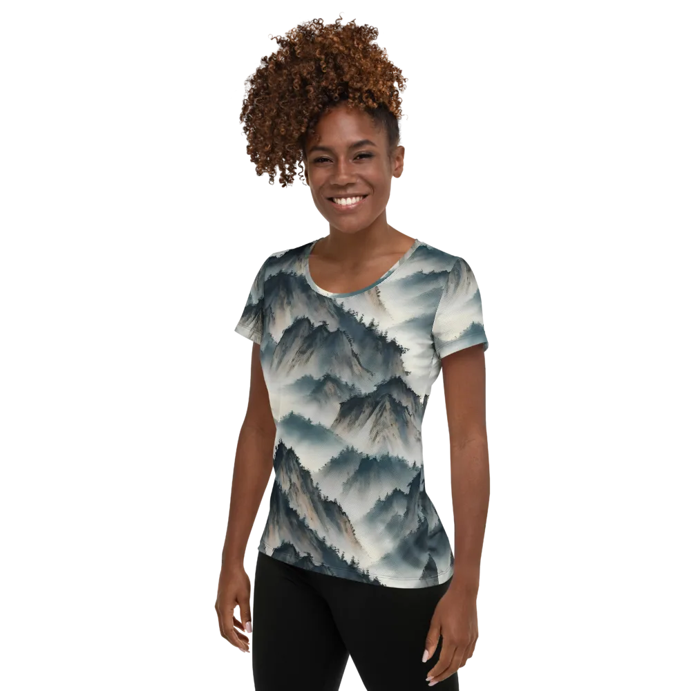 Mistbound Mountains on Women's Athletic T-Shirt — Left