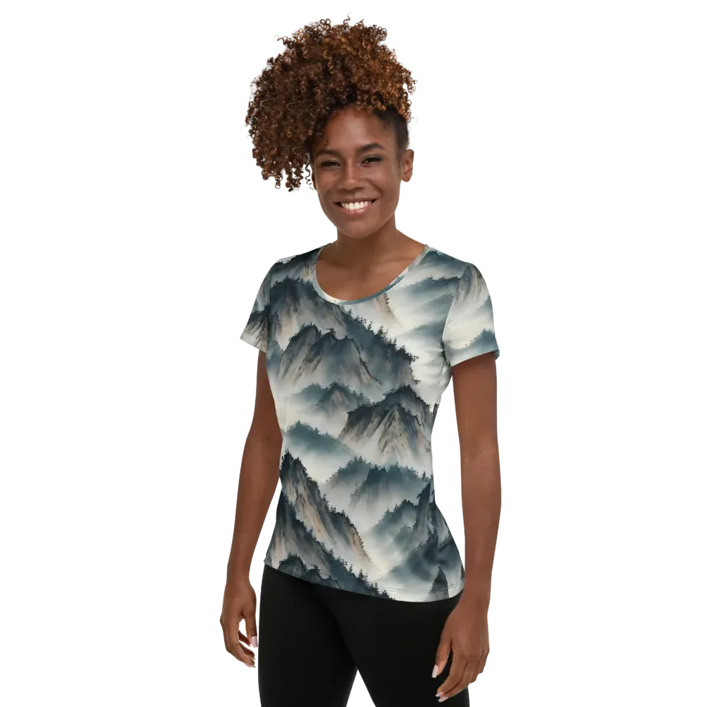 Mistbound Mountains on Women's Athletic T-Shirt — Left