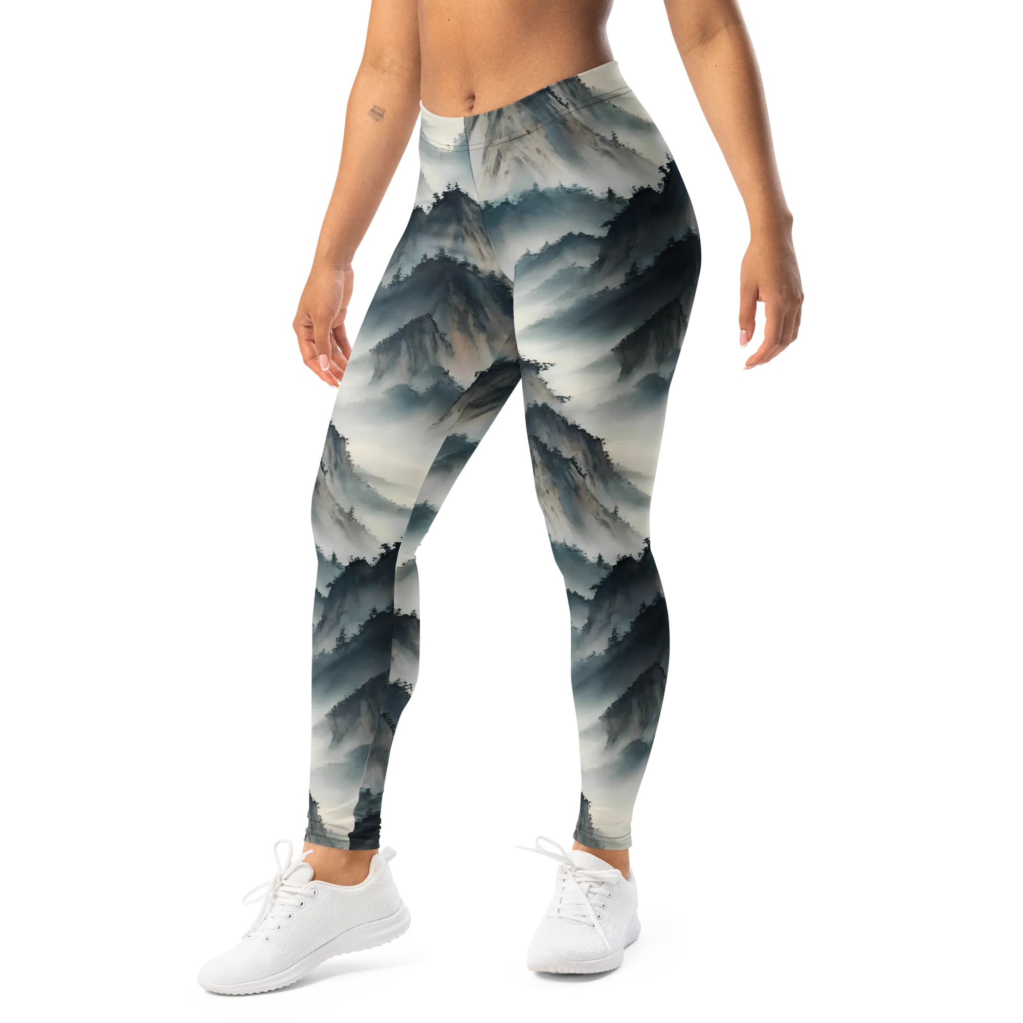 Mistbound Mountains on Leggings — Left Front