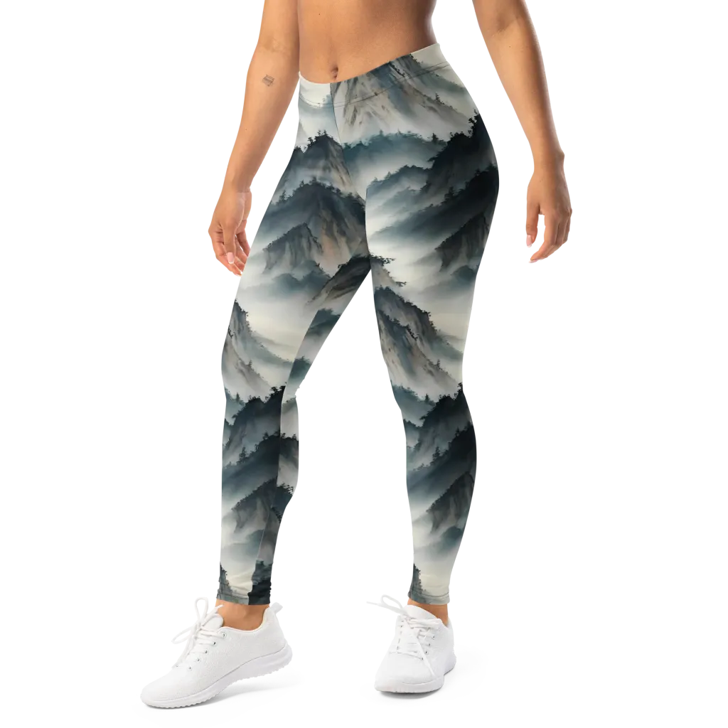 Mistbound Mountains on Leggings — Left Front