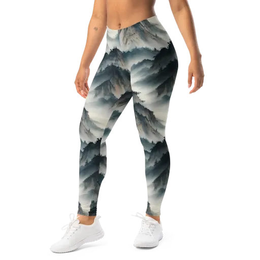 Mistbound Mountains on a Leggings