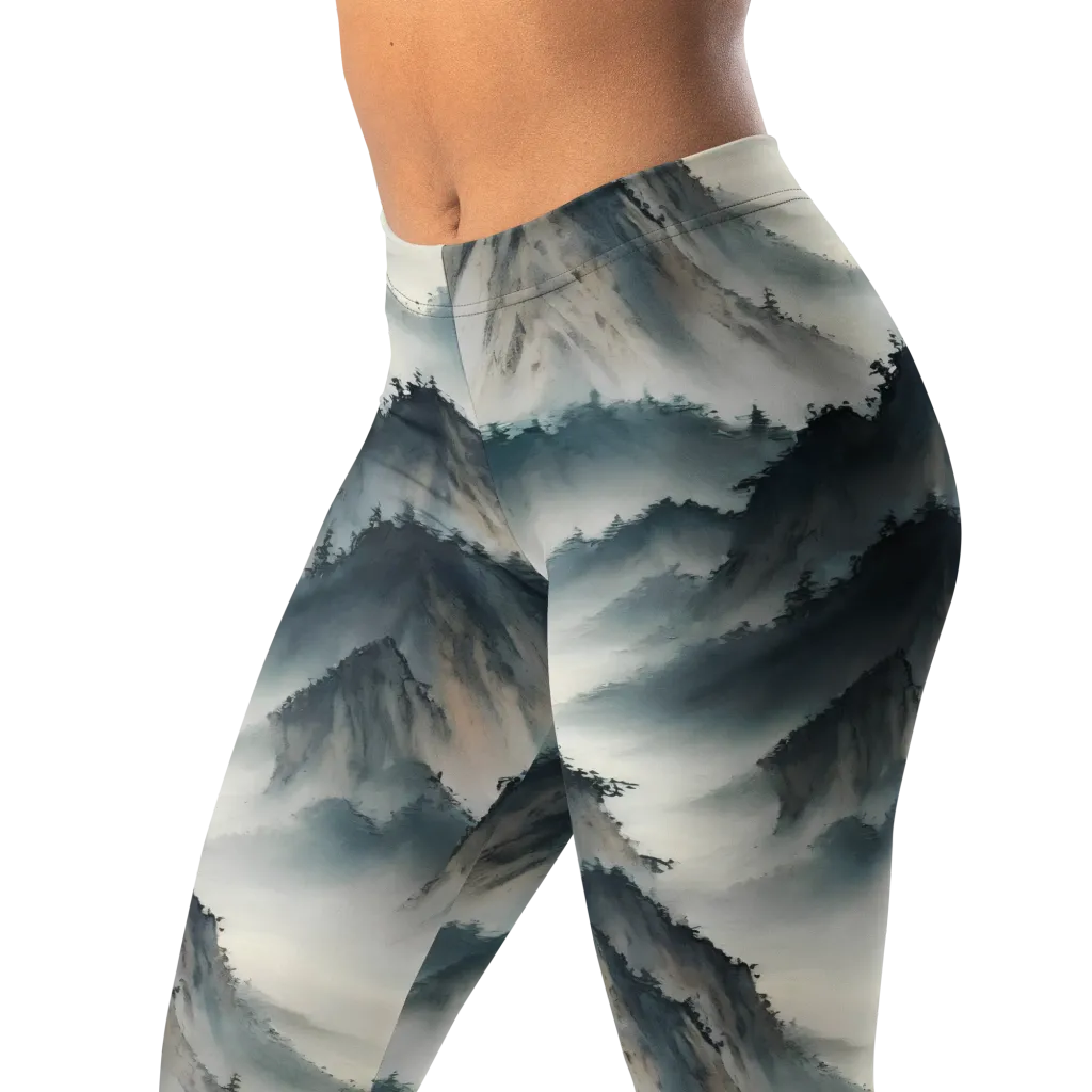 Mistbound Mountains on Leggings — Left Front