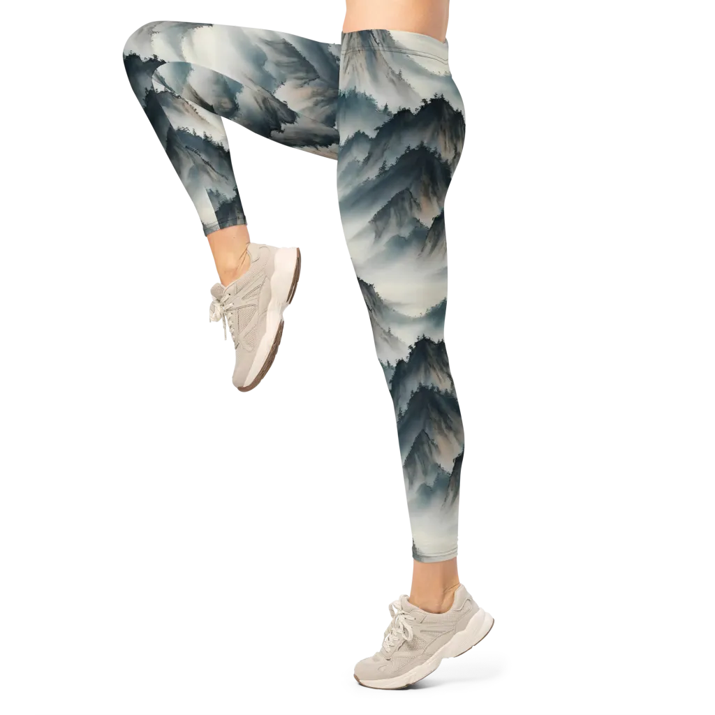 Mistbound Mountains on Leggings — Left