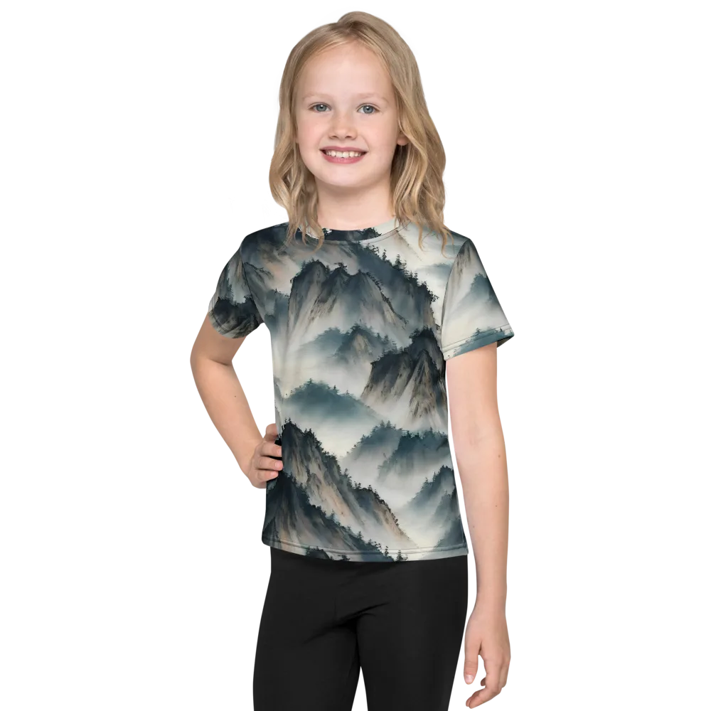 Mistbound Mountains on Kids Crew Neck T-Shirt — Front