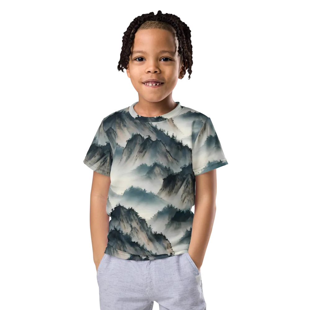 Mistbound Mountains on Kids Crew Neck T-Shirt — Front