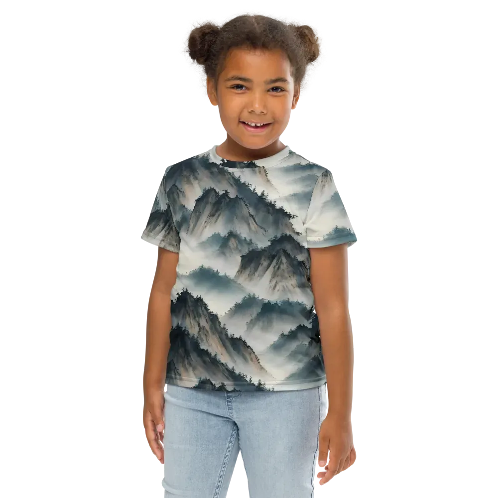 Mistbound Mountains on Kids Crew Neck T-Shirt — Front