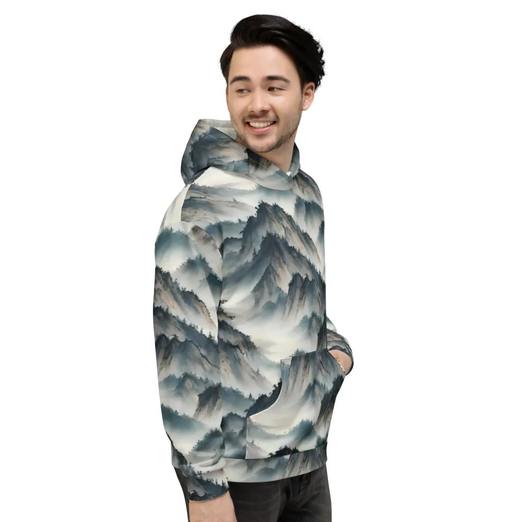 Mistbound Mountains on Hoodie — Right