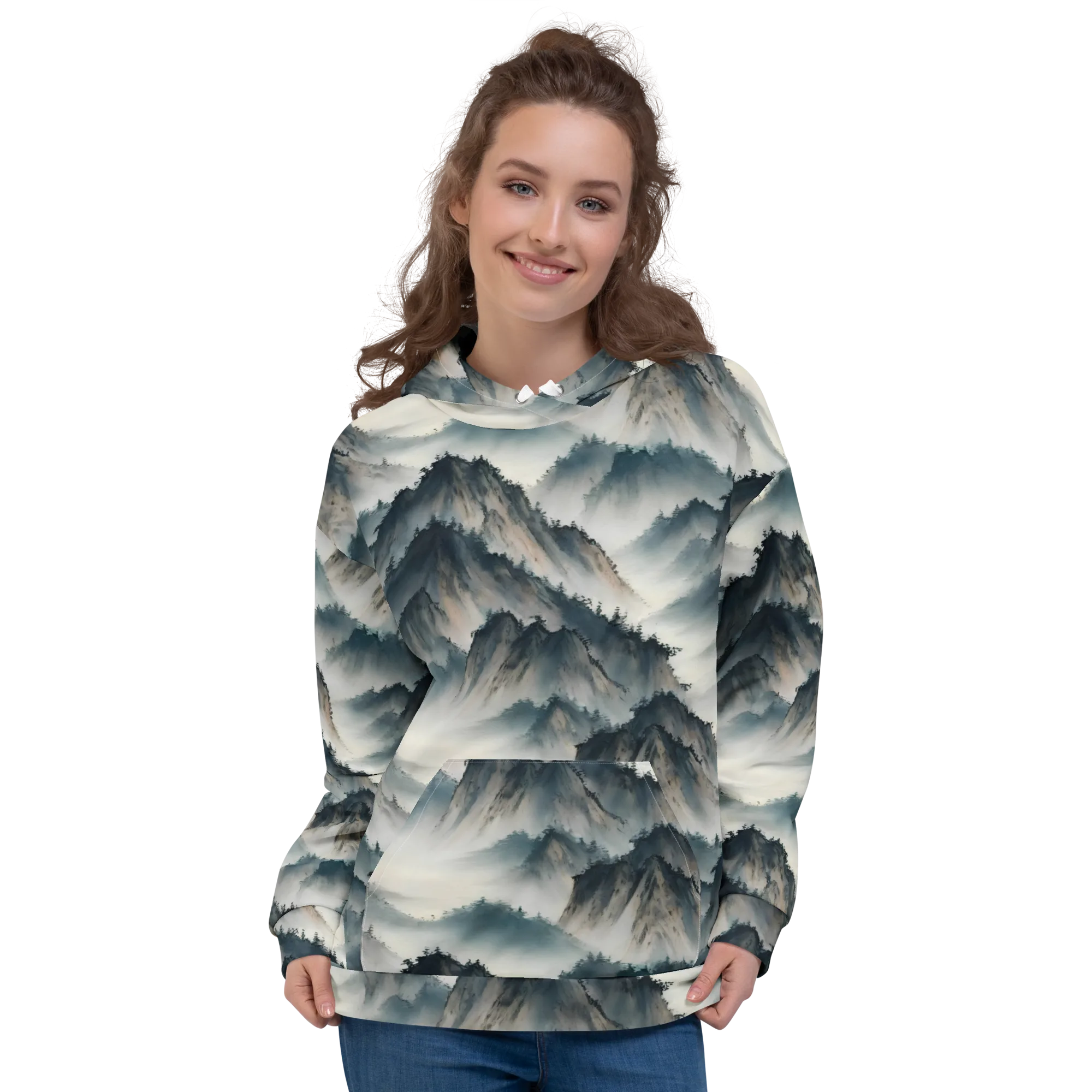 Mistbound Mountains on Hoodie — Front