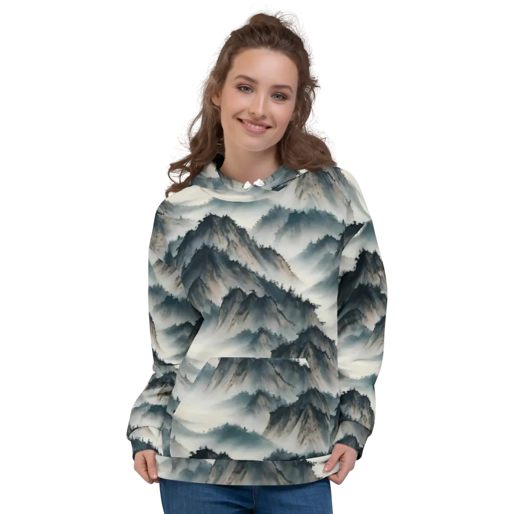 Mistbound Mountains on Hoodie — Front
