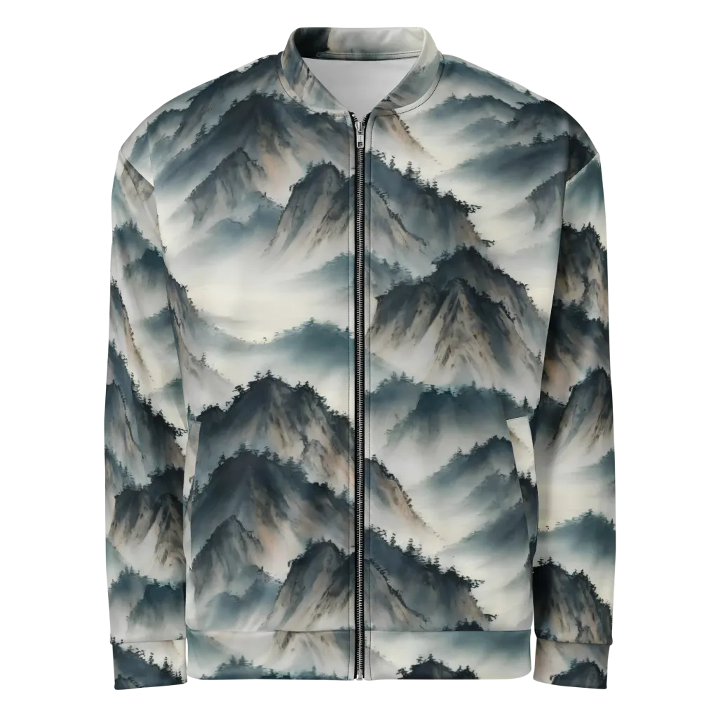 Mistbound Mountains on Bomber Jacket — Front