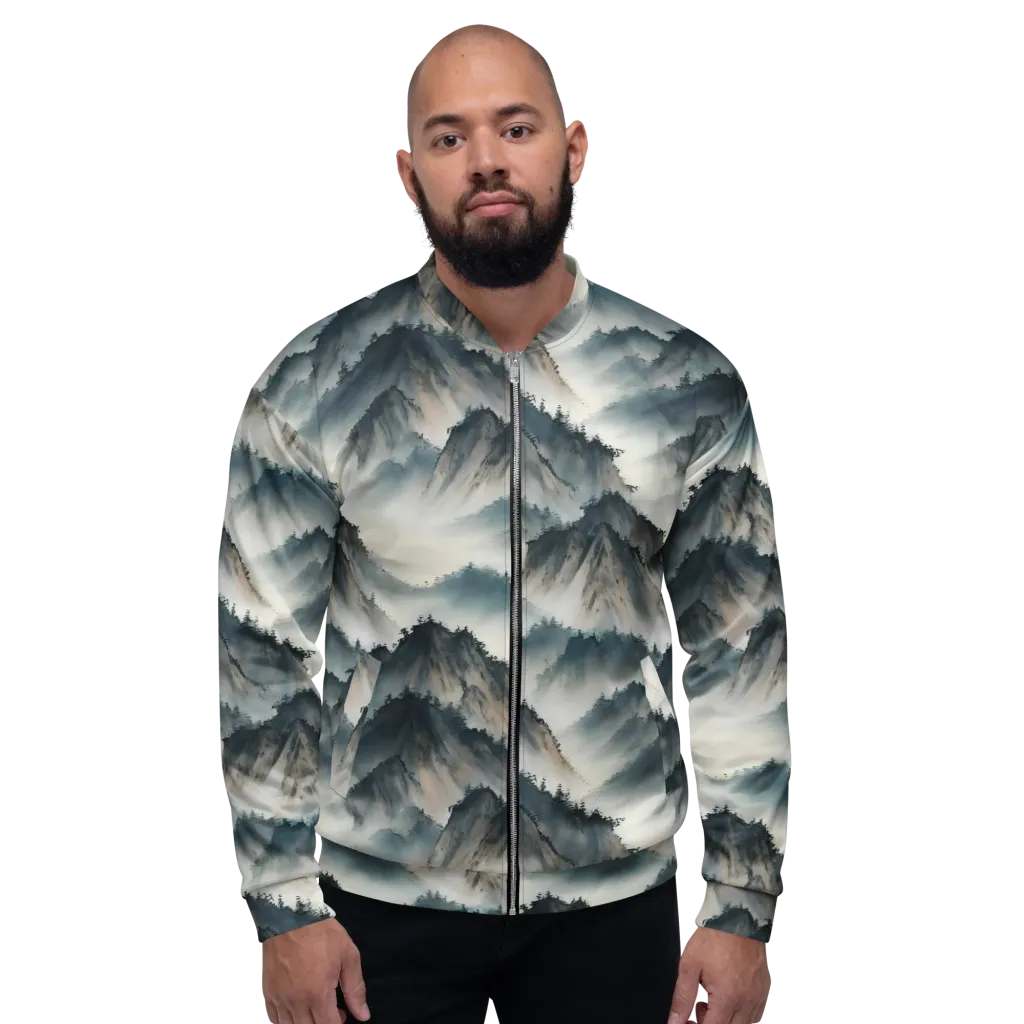 Mistbound Mountains on Bomber Jacket — Front