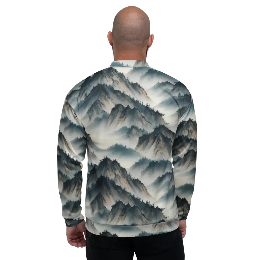 Mistbound Mountains on Bomber Jacket — Back