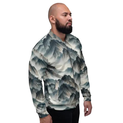 Mistbound Mountains on a Bomber Jacket