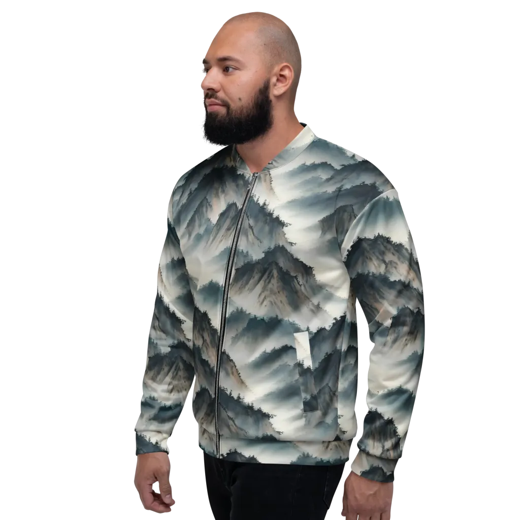 Mistbound Mountains on Bomber Jacket — Left