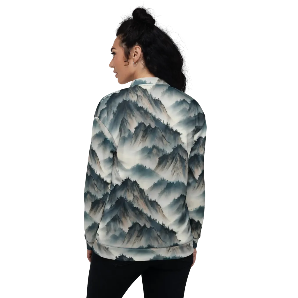 Mistbound Mountains on Bomber Jacket — Back