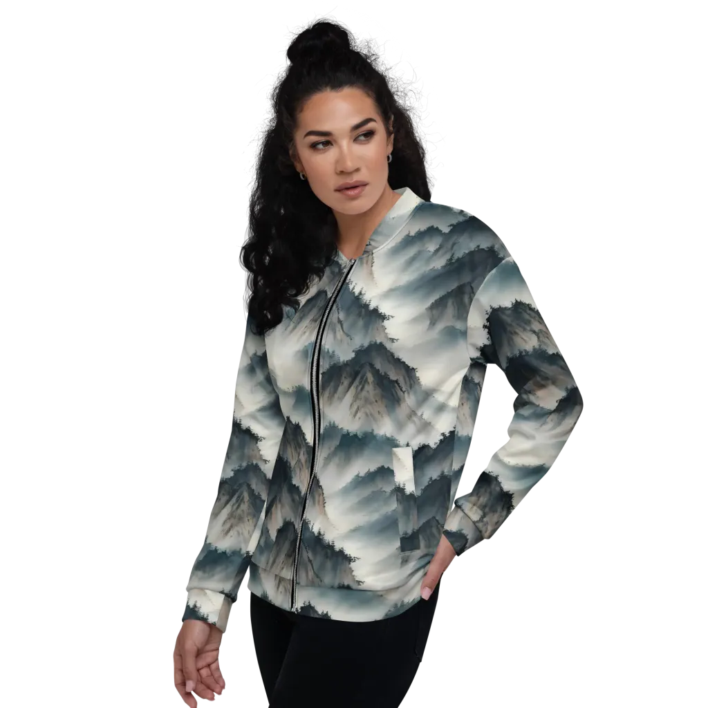 Mistbound Mountains on Bomber Jacket — Left