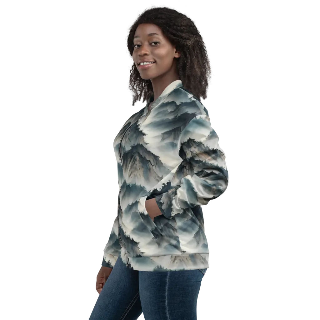 Mistbound Mountains on Bomber Jacket — Left