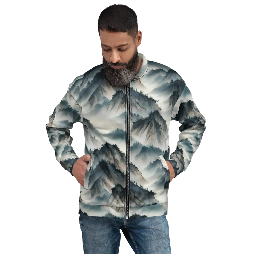 Mistbound Mountains on Bomber Jacket — Front