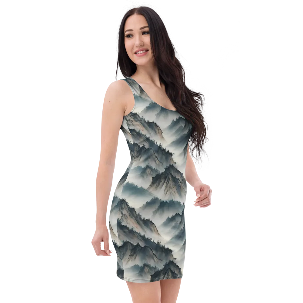 Mistbound Mountains on Bodycon Dress — Right Front