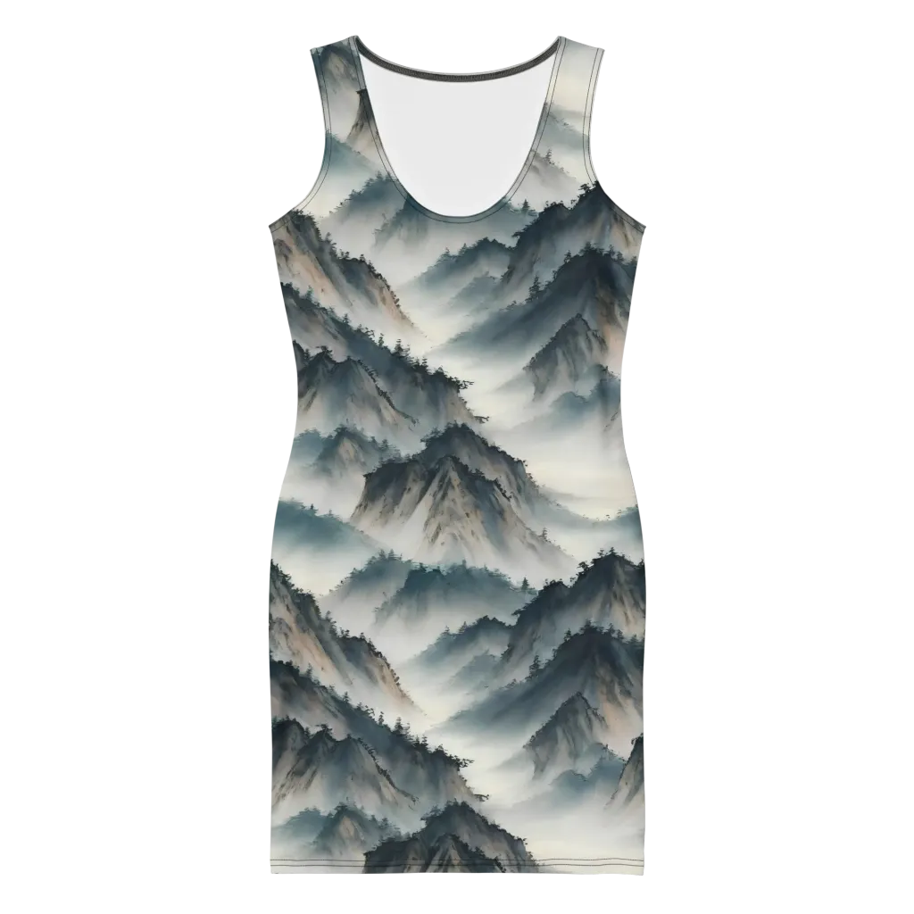 Mistbound Mountains on Bodycon Dress — Front