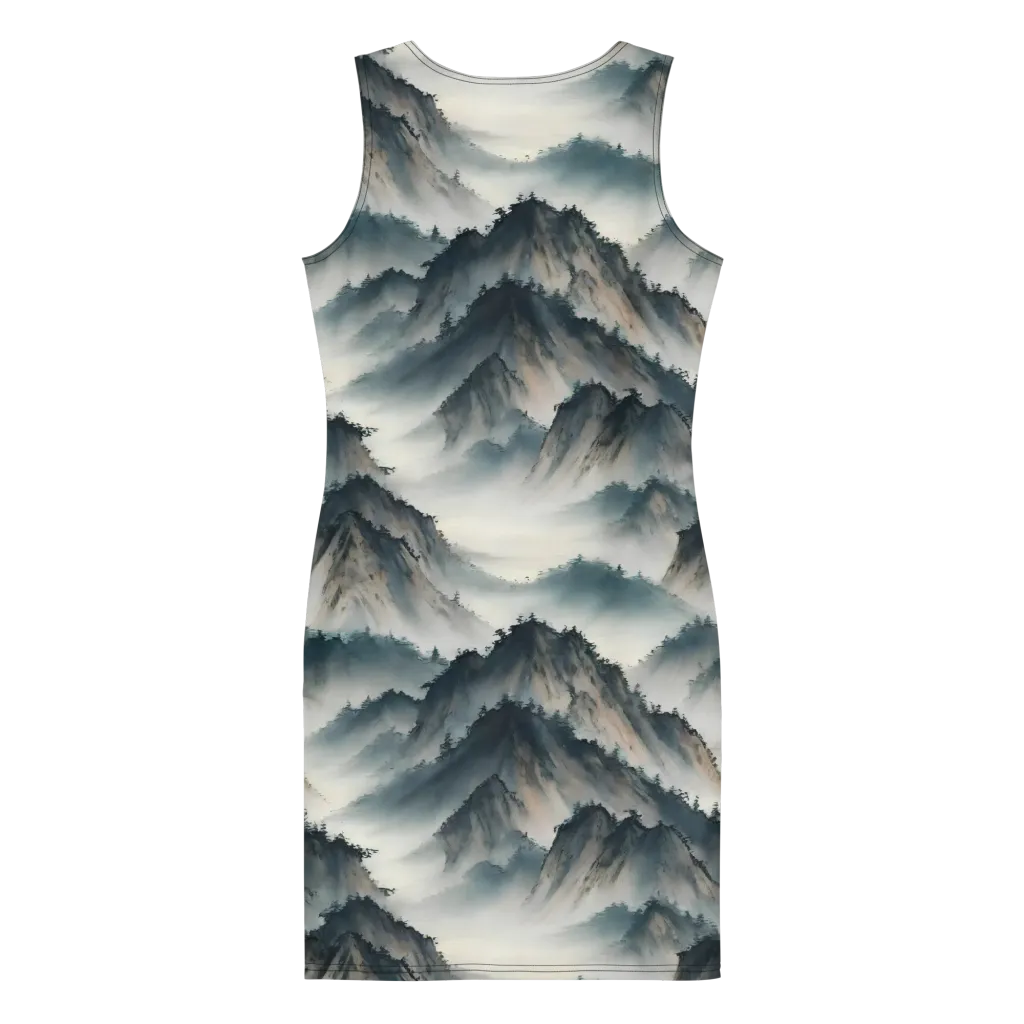 Mistbound Mountains on Bodycon Dress — Back