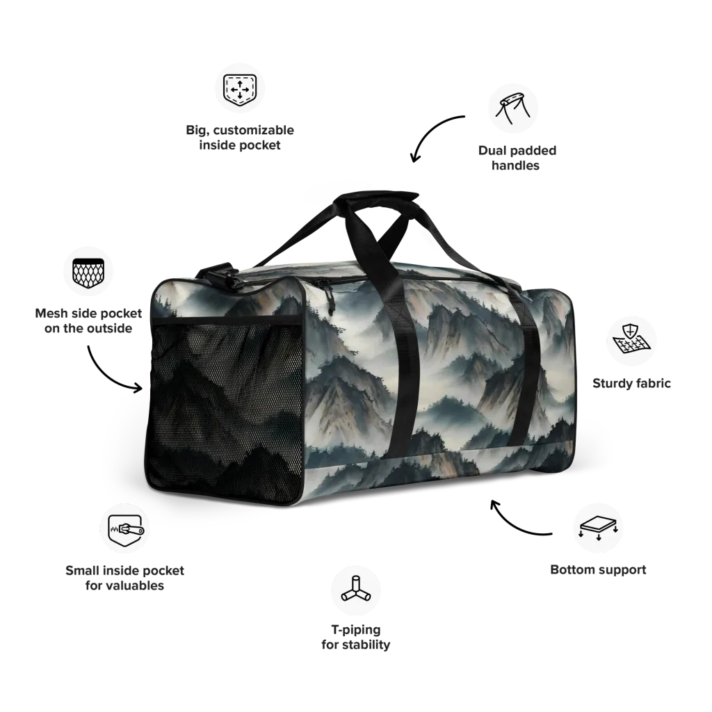 Mistbound Mountains on Duffle Bag — Right Front