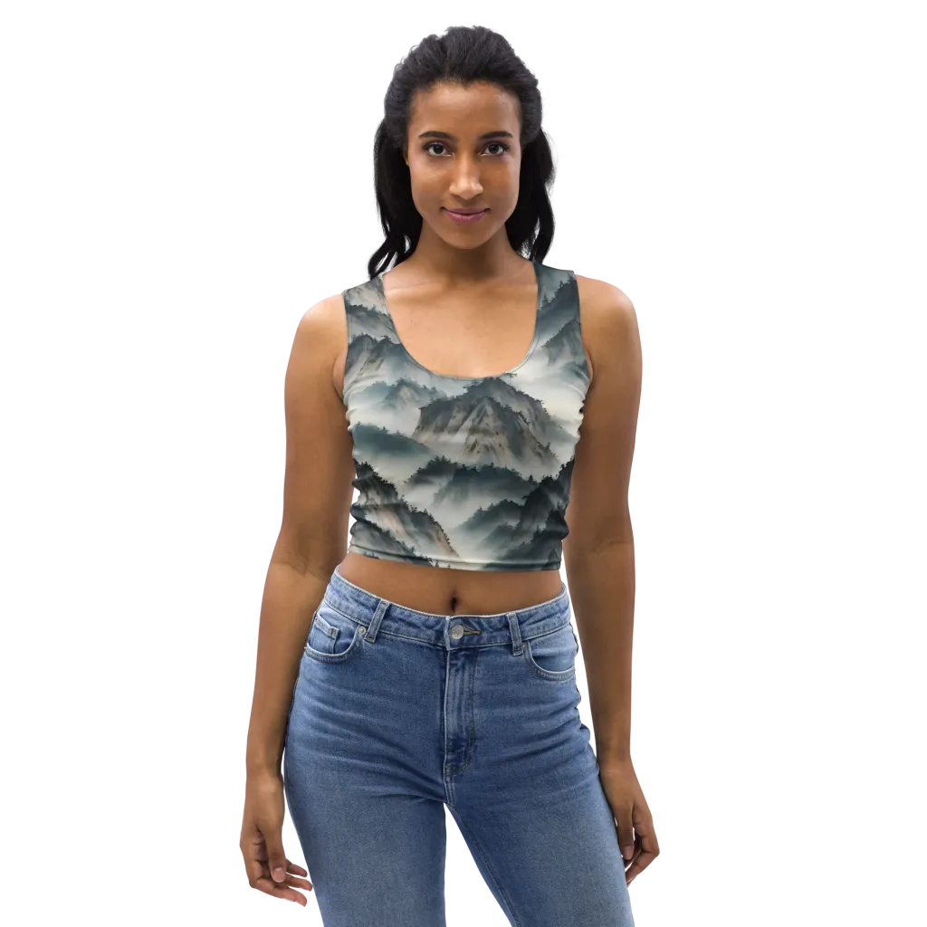 Mistbound Mountains on Crop Top — Front