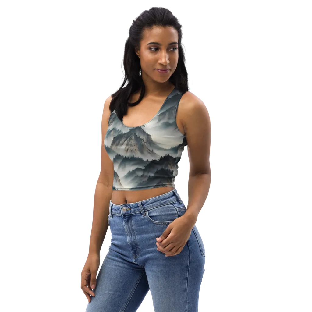 Mistbound Mountains on Crop Top — Left Front