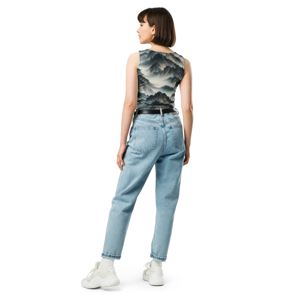 Mistbound Mountains on Crop Top — Back
