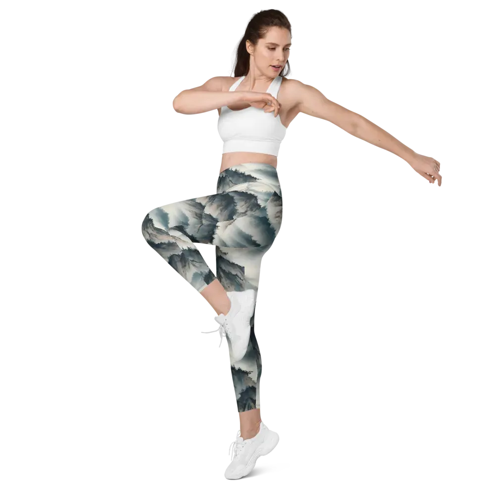 Mistbound Mountains on Leggings with Pockets — Left Front